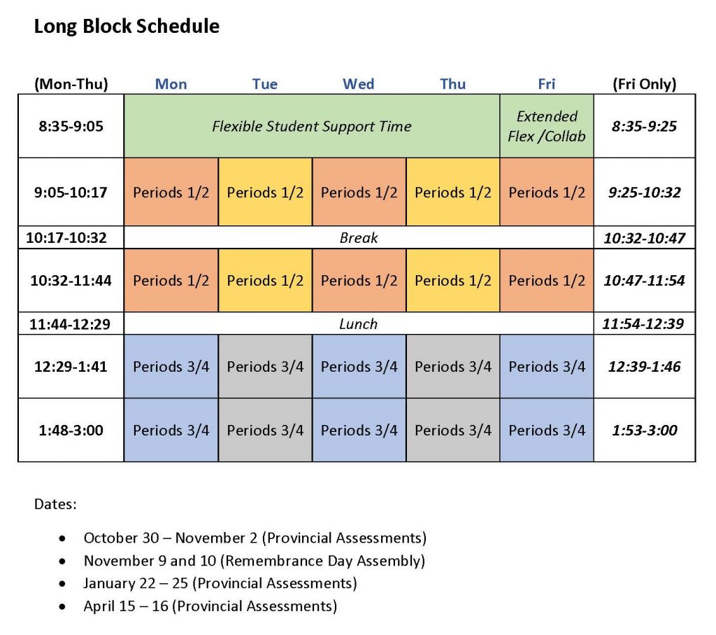 2023-2024 Bell Schedules | Burnaby Mountain Secondary School